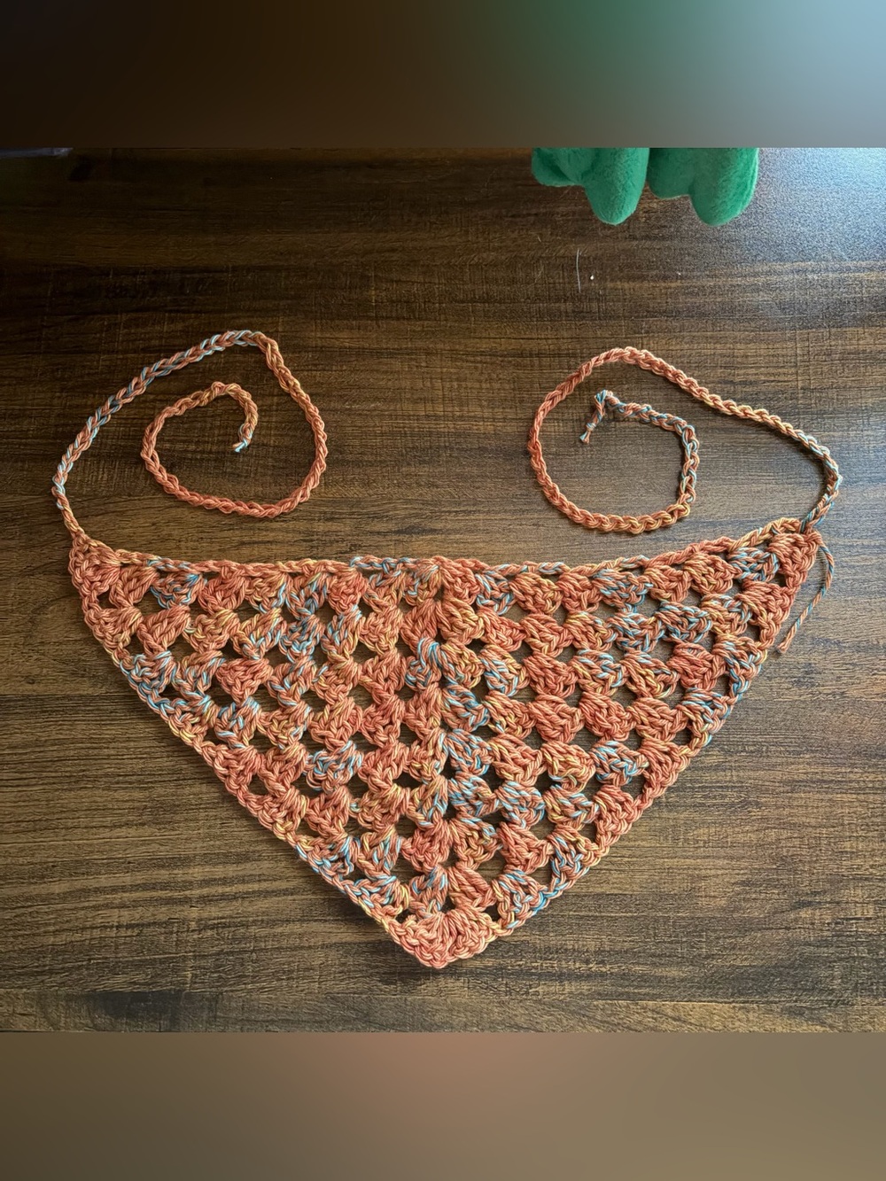 orange crochet granny stitch bandana